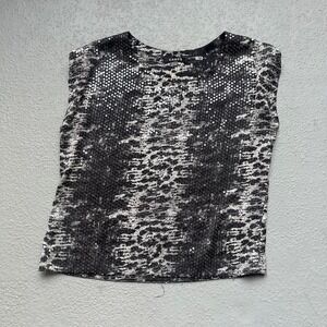 Chaus Sequin Top Sleeveless Animal Print Party Sparkle‎ Blouse Large